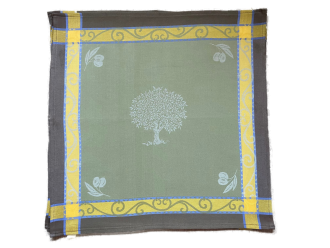 4 Servietten Provence Jacquard grn Oliven Baumwolle