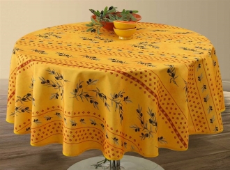 Provencetischdecke, Olivette  gelb, rund 160 cm, abwischbar, Outdoordecke