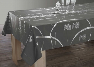 Festliche Tischdecke grau mit Silber, 240x150cm, Antitache, abwischbar, Lotuseffekt