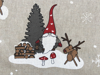 Lustige Elche 7, Witziger Weihnachtsstoff, Linnenlook, Breite 140cm, Pflegeleicht