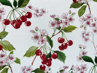 Panama Kirschbl�te und Kirschen, Breite 160 cm, Pflegeleicht