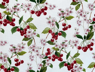 Panama Kirschbl�te und Kirschen, Breite 160 cm, Pflegeleicht