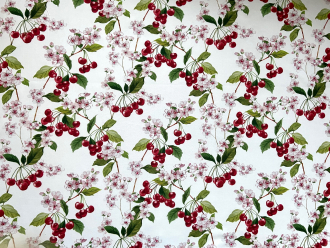 Panama Kirschbl�te und Kirschen, Breite 160 cm, Pflegeleicht