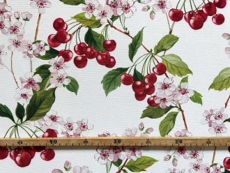 Panama Kirschbl�te und Kirschen, Breite 160 cm, Pflegeleicht