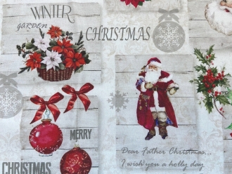 Panama Merry Christmas, romantischer Weihnachtsstoff, Breite 160 cm