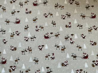 Lustige Elche 2, Weihnachtsstoff, Linnenlook, Breite 140 cm