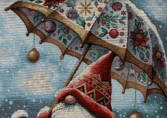 Gobelin-Panel, Happy Santa (4). Gre 47x47 cm