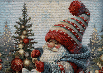 Gobelin-Panel, Happy Santa (6). Gre 47x47 cm