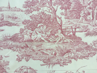Toile de Jouy Pastorale Rot, Breite 280 cm