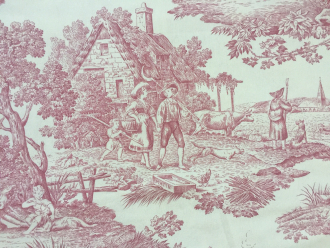 Toile de Jouy Pastorale Rot, Breite 280 cm