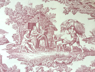 Toile de Jouy Pastorale Rot, Breite 280 cm