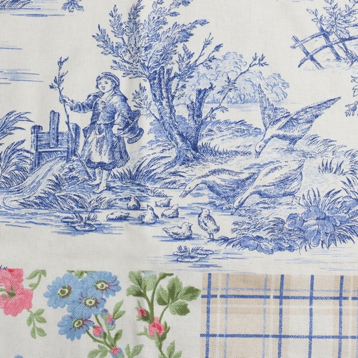 Tischdecke Toile de Jouy blau Patch, 200x140cm