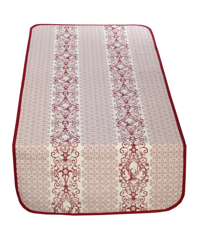 Bezaubernder Tischläufer, rot mit Hirsch und Edelweiß, Doubleface,  Beidseitig, 50x140 cm