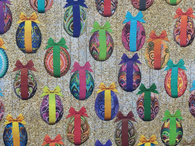 Ostereier mit Schleife, Breite 140 cm, pflegeleicht