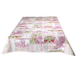 Tischdecke Toile de Jouy rot Patch, 200x140cm