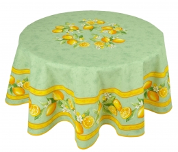 Menton grün, runde Provence-Tischdecke, 180 cm, beschichtete Baumwolle