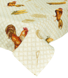 Gobelin-Decke Landhaus Beige mit Hhnern I, 140x140 cm