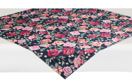 Gobelin-Decke Noir mit Rosen, ca. 100x100 cm