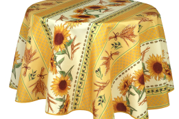 Provencetischdecke, olives et bl, gelb, rund 160 cm, abwischbar, Outdoordecke