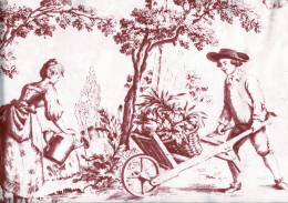 Herrlicher Toile de Jouy, rouge, Baumwolle, auch fr Bettwsche, Breite 140cm