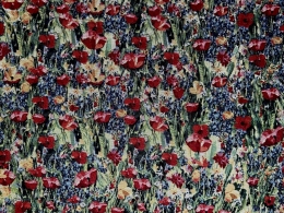 Gobelin Blumenfeld mit Mohnblumen, Margeriten, Lavendel usw. Breite 140cm