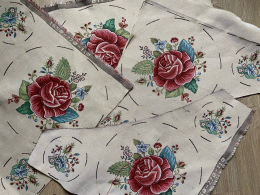 12 Motive, Gobelinreste mit Rosen zum Basteln, Dekorieren, Applizieren