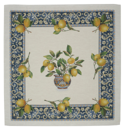 Gobelin-Tischdecke, Mitteldecke ca. 100 x 100 cm, Landhaus mit Zitronen