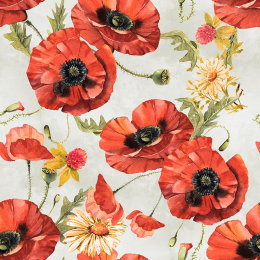 Klatschmohn, Toller Sommerstoff, Breite 140 cm, Pflegeleicht