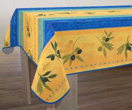 Provencetischdecke abwischbar, gelb-blau mit Oliven, Olivo, Antitache