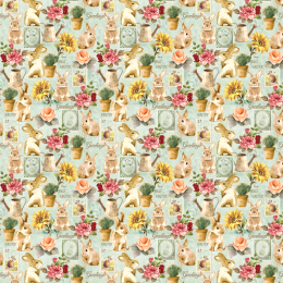 Baumwollstoff Nostalgische Ostern, Hschen mit Rosen, Shabby, Breite 150 cm