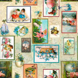 Easter Victorian, romantischer Osterstoff, Breite 140 cm, pflegeleicht