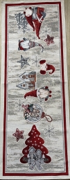 Romantischer nostalgischer Weihnachtslufer Wichtel, ca. 37x100 cm, Gobelin