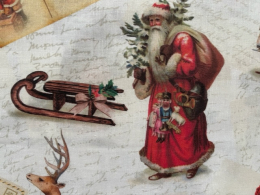 Baumwollstoff Postcard from Santa Claus, Romantik, Breite 150 cm