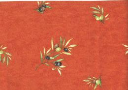 Mitteldecke Orange mit Oliven allover, ca. 100x100 cm