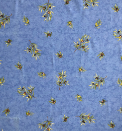 Mitteldecke Blau mit Oliven, ca. 100x100 cm, pflegeleicht