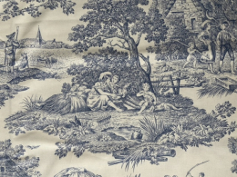 Toile de Jouy blau-wei, Coupon 300x140cm Landhaus, Baumwolle