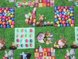 Frhlingsstoff Osterhase, Digitaldruck, Breite 140cm, Baumwolle